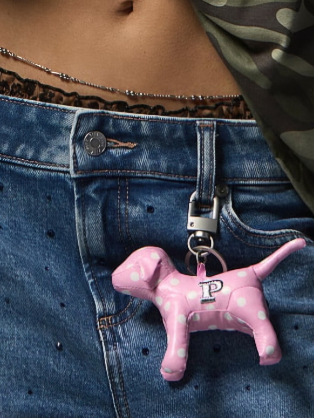 PINK Victoria's Secret Micro Dog Keychain Bag Charm Pink Polka Dot Watch Party - Picture 2 of 16